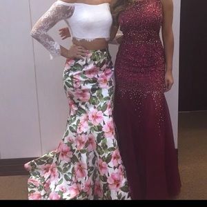 Off the shoulder floral prom dress